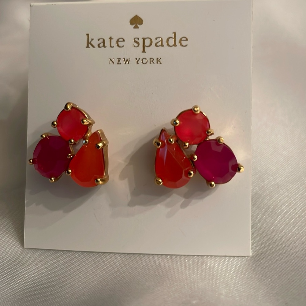 Kate Spade crystal cluster with gold trim earrings